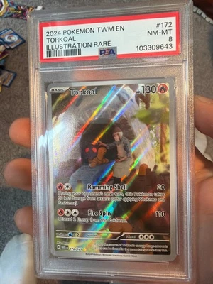 PSA 8 Mint Torkoal 172/167 Sv06: Twilight Masquerade Holo illustration rare! - Image 1 of 2