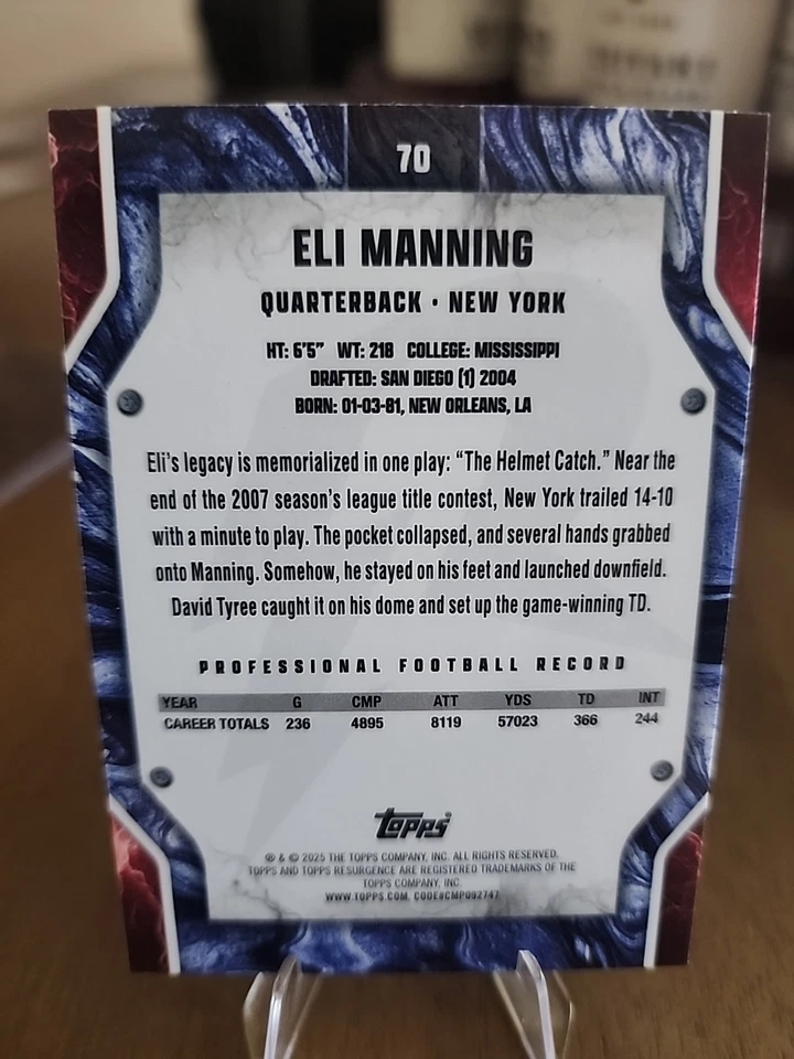 2023 Topps Composite - Resurgence Eli Manning #69 Refractor - Image 2 of 2