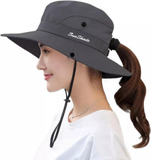 Sun Hat for Women Summer UV Protection Beach Hat Wide Brim Mesh Bucket Fishing H