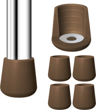 4 Rubber Chair Leg Caps 7/8 Inch Beige/Brown, Non-Slip Padded and Metal Folding