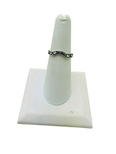Sarda Sterling Silver Pebble Wavy Design Stacking Ring Size 6