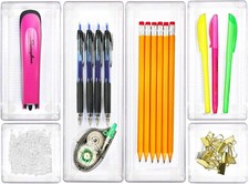 Clear Drawer Organizer for Office Bin Desk Storage, Assorted Size, 6 Packs