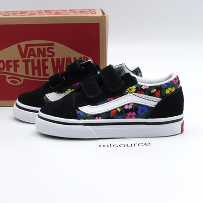 Size 6 Toddler Kid's VANS Old Skool V Hook and Loop Sneakers