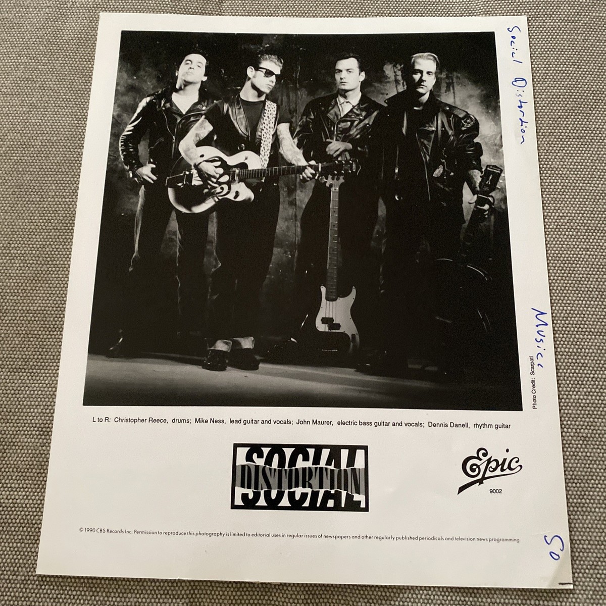 Social Distortion Press Photo 8x10”, Mike Ness, John Maurer