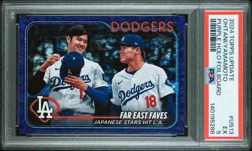 5288 Shohei Ohtani Yamamoto 2024 Topps Update #US13 Purple Holofoil /799 PSA 5