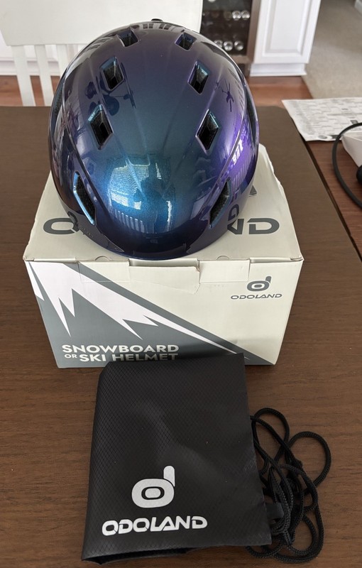 New Odoland Blue Snow/Ski Helmet White In Box With Carrying Bag Size Medium