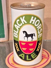 1978 BOTTOM OPENED BLACK HORSE ALE STRAIGHT STEEL BEER CAN TRENTON NEW JERSEY