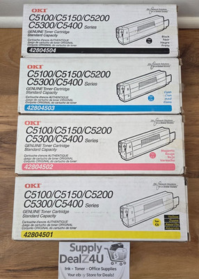 GENUINE OKI C5100 C5150 C5200 C5300 C5400 Toner Set CMYK OEM 4 Pack Set NEW