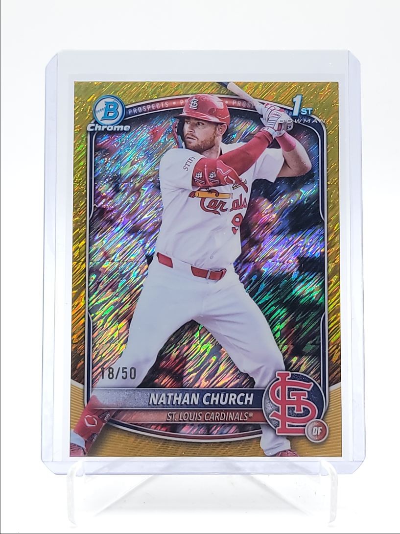 NATHAN CHURCH 2025 BOWMAN CHROME 1ST GOLD SHIMMER REFRACTOR /50 Q6027