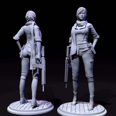 1/24 75mm 3D Print Model Kit Modern Shooter Beautiful Girl TD-3084 Unpainted