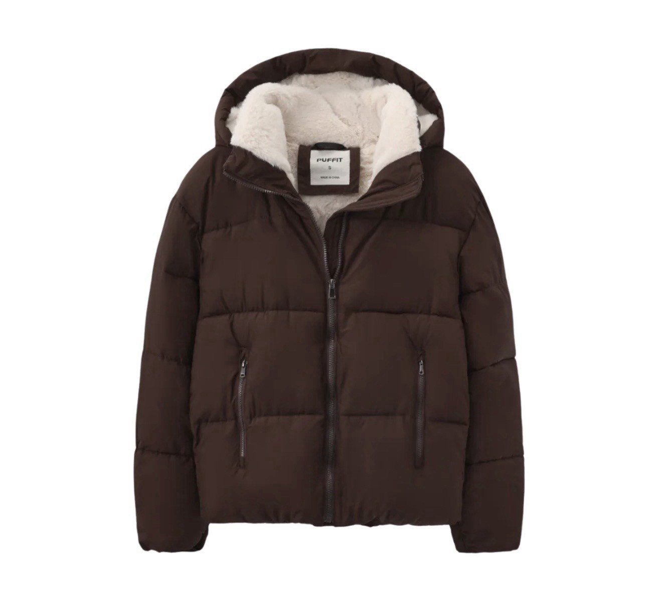 Puffit WarmCore Premium Faux Fur Lined Short Puffer Jacket w/ Removable Hood