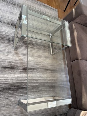 Modern Glass Coffee Table Set (Large & Small) Stainless Steel Frame  Pickup Only