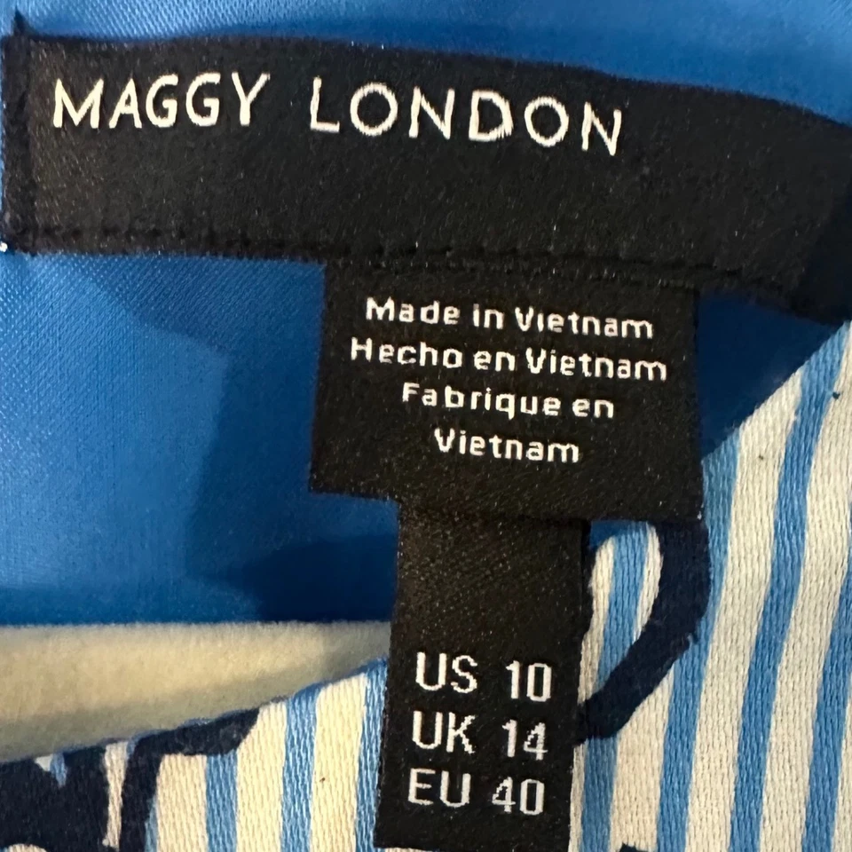 Maggy London Dress Striped Floral Sleeveless Italian Coast Size 10 M - Image 3 of 4