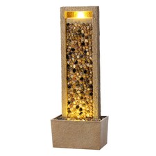 Teamson Home Tall Garden Fountain with LED Lights River Rock Brown Design