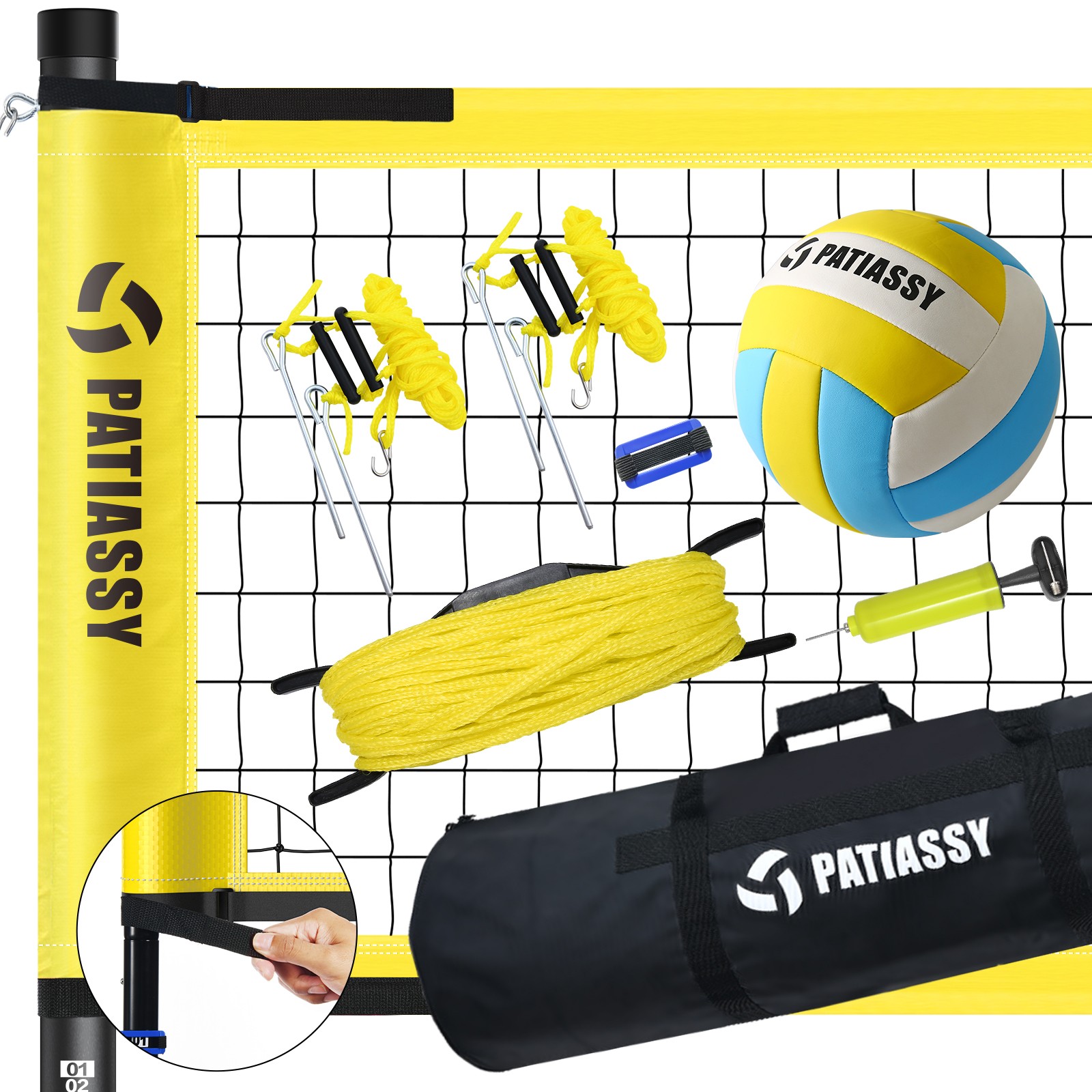 32ft x 3 ft Professional Outdoor Volleyball Net Set with Adjustable Height Poles
