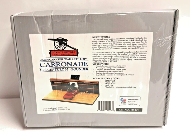 MODEL SHIPWAYS " ACW ARTILLERY CARRONADE 18TH CENTURY 32 POUNDER " MS4004