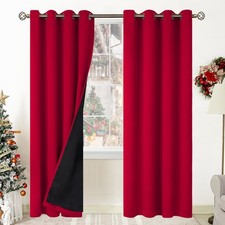 Blackout Curtains 52 W x 84 L Red Thermal Insulated Grommet 2 Panel BGment Liner