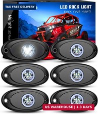 Nilight LED Rock Light 6PCS White Light Pods Waterproof Under Body Wheel Well Li