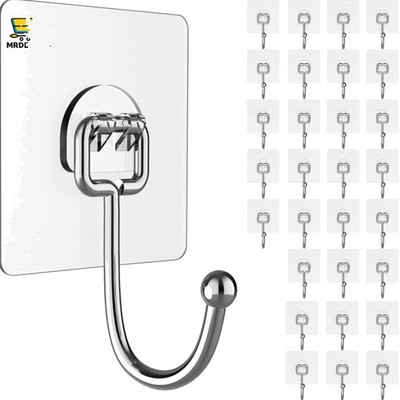 Klebehaken selbstklebend Edelstahl transparent 30 Stück stark bis 20kg