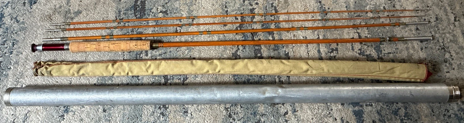 Split Bamboo Fly Rod 9’ 3 Section 4 Piece Beautiful W/cloth Case Aluminum