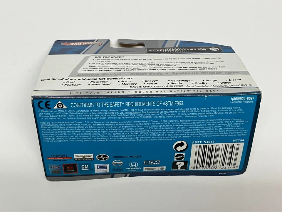 2008 Mattel Hot Wheels FERRARI F430 (Yellow) 1:50 diecast with Rubber Tires RARE - Image 3 of 3