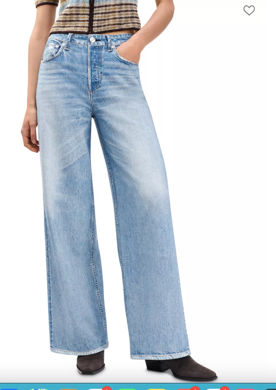 rag & bone Miramar Sofie High Rise Wide Leg Terry Sweatpant Jeans 24 NWT
