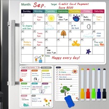 3 Pack Magnetic Dry Erase Fridge Calendar Whiteboard Set,14.6" x 11" A
