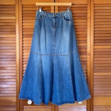 Vintage Jeanology Skirt Women's Size 8 30"W Denim Y2K Blue Jean Maxi Trumpet