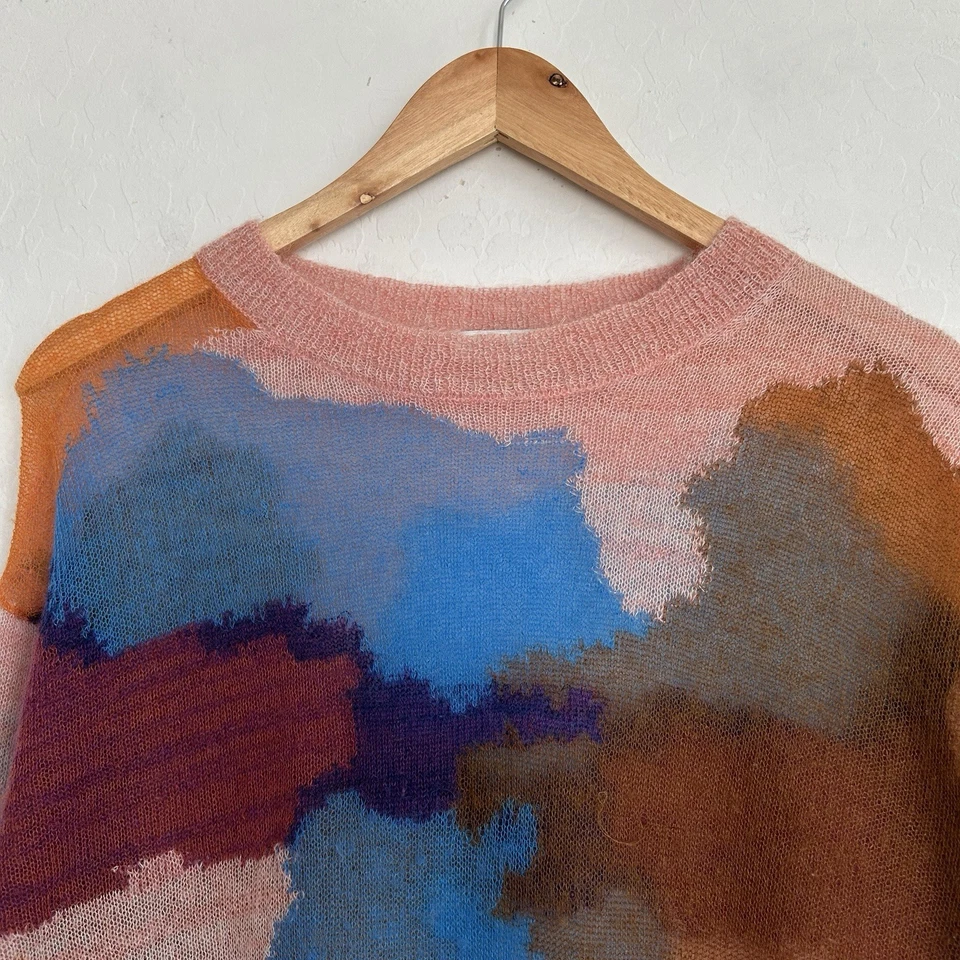 Suéter Dries Van Noten Mujer XS Tejido Intarsia Mohair Mezcla Lana Camuflaje Colorido Foto 2 de 4