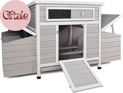 58'' Chicken Coop,Outdoor Large Chicken Coop with 6 Nesting Boxes,Weatherproof Po