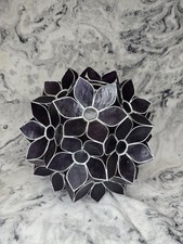 Vintage Capiz Shell Floral Rounded Pendant Light Shade Purple