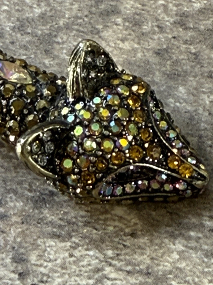 Betsey Johnson Surreal Fox Pave Rhinestone Hinged Choker Collar Necklace VGUC - Image 2 of 4