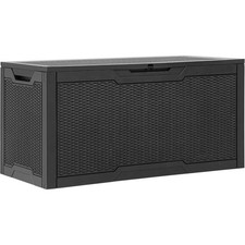 Deck Storage Box 100 Gallon Resin Weather Resistant Lockable Black YITAHOME