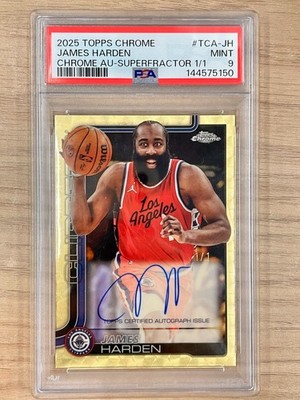 2025-26 Topps Chrome James Harden True Base Auto Superfractor 1/1 PSA 9
