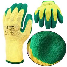 24 PAIRS LATEX COATED GREEN RUBBER WORK GLOVES BUILDER GARDENING SAFETY GRIP