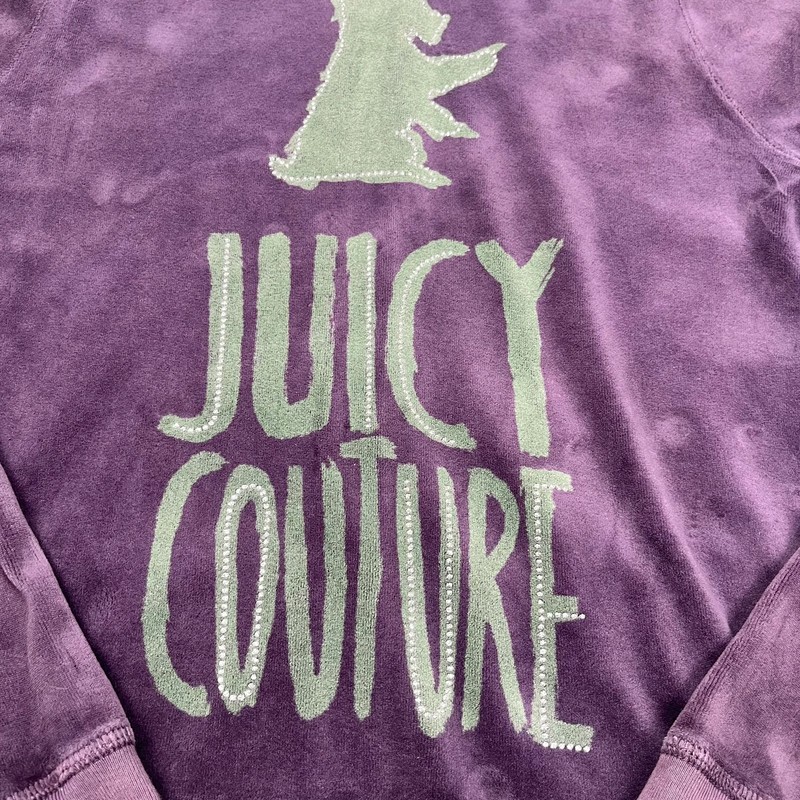 Juicy Couture Full Zip Hoodie Womens Large Purple Velour Touch image 9