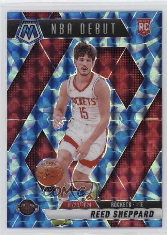 2024-25 Panini Mosaic NBA Debut Reactive Blue Prizm Reed Sheppard #252 2l4