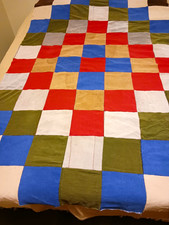 RUSTIC Multicolor Patchwork Quilt Top.  Recycled corduroy. 52"x 80". Plse Read!