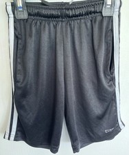 Hind Athletic Shorts Boys Sz M 10/12 Black W White Stripes School Soccer Gym