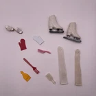 LOT TLC VTG 1960’s Barbie Doll Accessories White Tricot Log Gloves Cork Heels