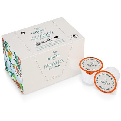 Lifeboost Light Roast Coffee Pods 10ct   Organic Low Acid K Cups, Keurig Compati