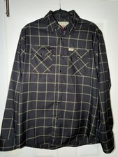 Dixxon Flannel Shirt Mens Medium Black Stay Gold Plaid Pearl Snap Limited