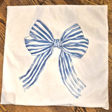 Blue Bow Throw Pillow Cover 17x17" Zippered