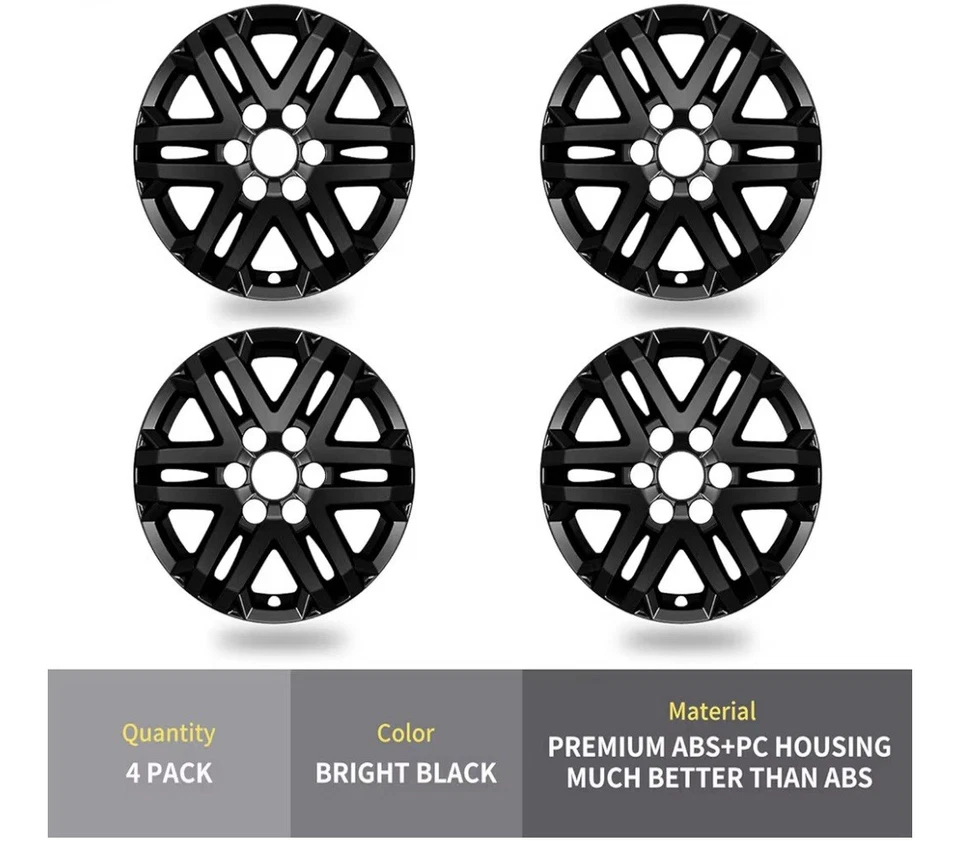 Juego de recubrimientos de rueda negro brillante de 18" para Toyota Tundra/Sequoia SR5 (2022-2024) paquete de 4 Foto 2 de 4