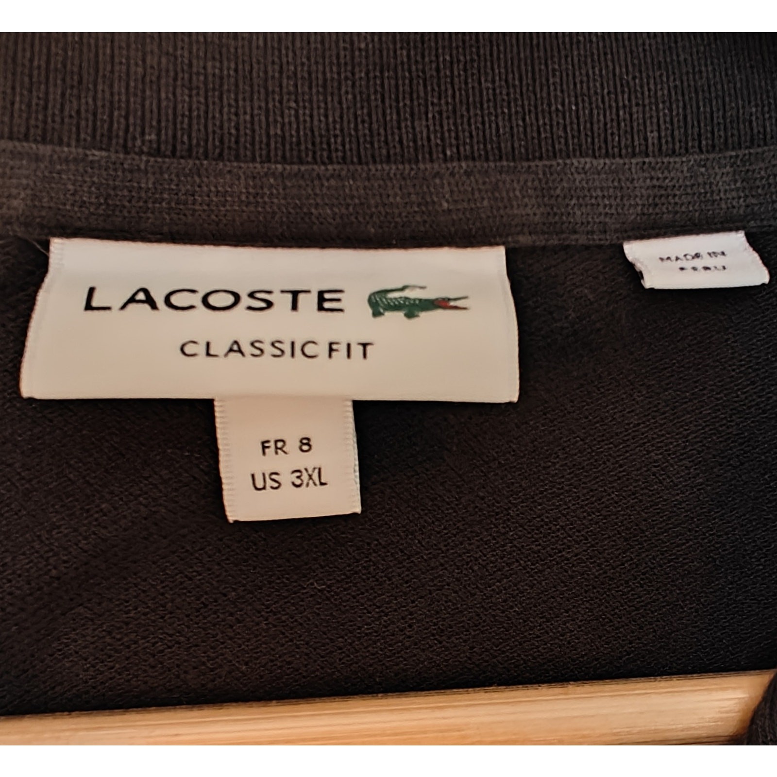 Lacoste Classic Fit Black Long Sleeve Polo Shirt Croc Logo US 3XL thumbnail 3
