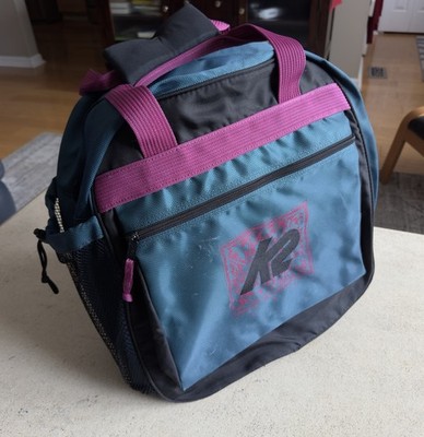 Vintage K2 Backpack Teal Purple Black Roller Blade Ski Snowboard Boots Bag 16 