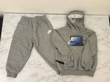 NIKE Sweatshirt  Sweatpants Outfit Set Sweatsuit Boys 4T Gray Hood Sweatsuit C2