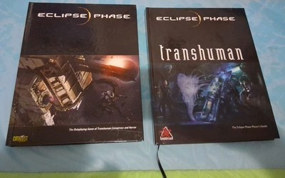 (2 HC 1st Prints)) ECLIPSE PHASE CORE RULES(VG) +TRANSHUMAN Players Guide(NEW)
