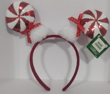 Cerchietto stile Topolino voce festiva orecchio menta piperita design vortice bianco/rosso