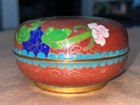 VINTAGE 3" DIAMETER CLOISONNE' COVERED TRINKET BOX FLORAL DESIGN — photo 7